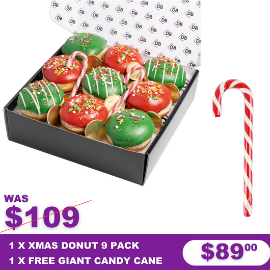 Christmas Donut 9 Pack + Free Giant Candy Cane