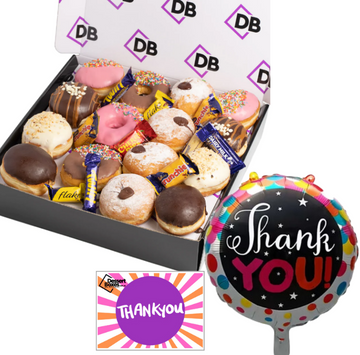 Ultimate Box of 15 Mixed Donuts + Thank You Card & Balloon