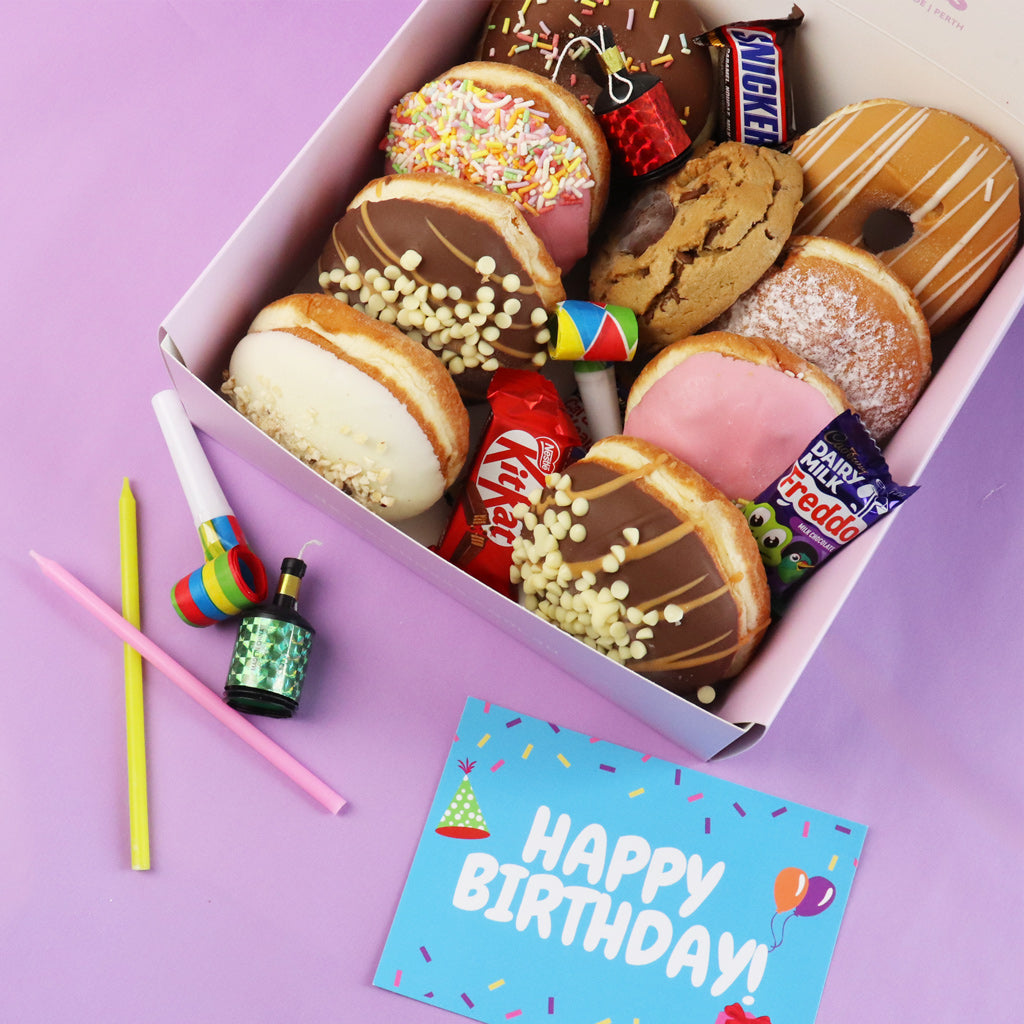 Birthday Donuts 8 Pack + Free Birthday Card