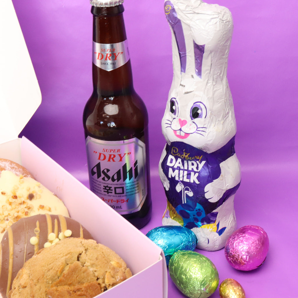 Easter Chocolate Bunny with Beer and Donuts