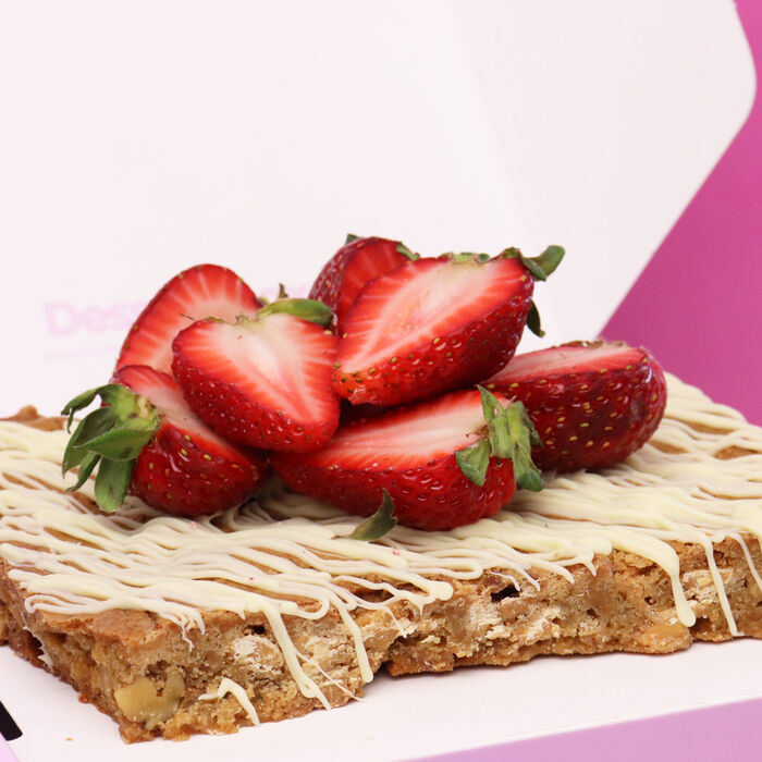 Blondie Brownie with Strawberries