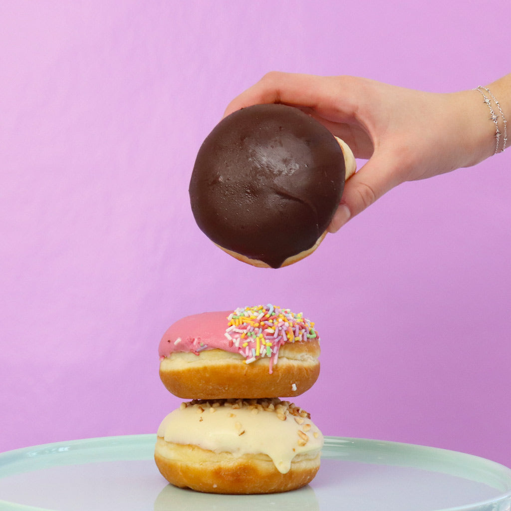 Box of chocolate donuts